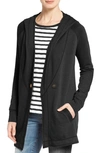 Caslonr Caslon Raw Edge Hooded Knit Jacket In Black