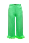 ANDREEVA MINT KNIT PANTS WITH FEATHER DETAILS
