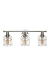LALIA HOME 3 LIGHT INDUSTRIAL WIRED VANITY LIGHT, BRUSHED NICKEL,810052821450