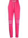 Ireneisgood Pink Cotton Slogan-print Track Pants In Fuchsia