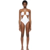 ROSETTA GETTY WHITE DRAWSTRING ONE-PIECE SWIMSUIT