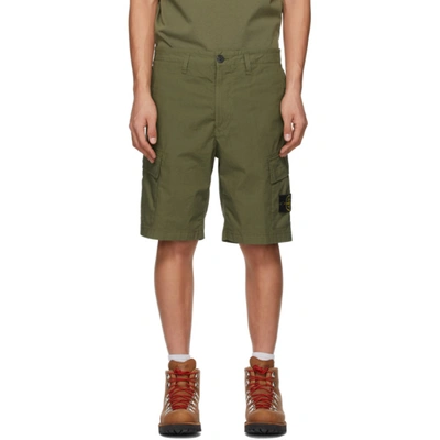 Stone Island High-rise Logo-patch Cargo Shorts In Green