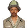 NICHOLAS DALEY GREEN & BROWN HAND-CROCHET BUCKET HAT