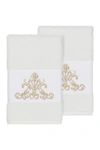 Linum Home Scarlet Embellished Hand Towel In White