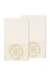 Linum Home Alyssa Embellished Hand Towel In Cream