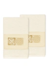Linum Home 100% Turkish Cotton Vivian 2-pc. Embellished Hand Towel Set Bedding In Cream