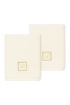 Linum Home 100% Turkish Cotton Vivian 2-pc. Embellished Washcloth Set Bedding In Cream
