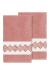Linum Home Noah 2-pc. Embellished Bath Towel Set Bedding In Tea Rose