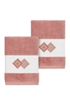Linum Home Noah 2-pc. Embellished Washcloth Set Bedding In Tea Rose