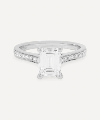 Kojis Platinum 1.58ct Emerald Cut Diamond Ring In Silver