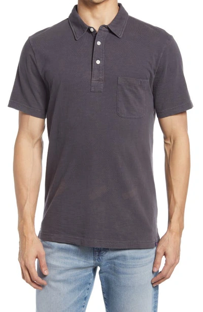 Faherty Sunwashed Organic Cotton Polo In Washed Black