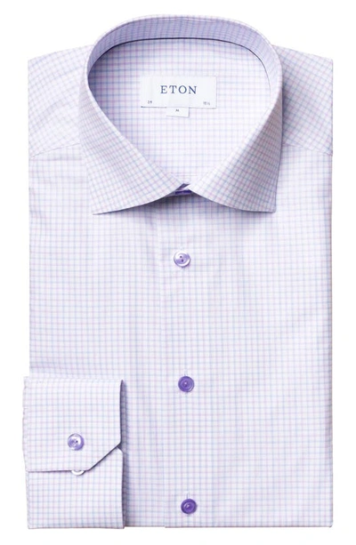 Eton Contemporary Fit Check Dress Shirt In Purple