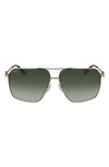 Ferragamo 62mm Oversize Gradient Navigator Sunglasses In Shiny Yellow Gold/ Green