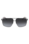 Ferragamo 62mm Oversize Gradient Navigator Sunglasses In Shiny Dark Ruthenium/ Grey