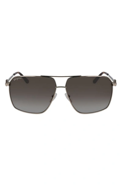 Ferragamo 62mm Oversize Gradient Navigator Sunglasses In Matte Gold/brown