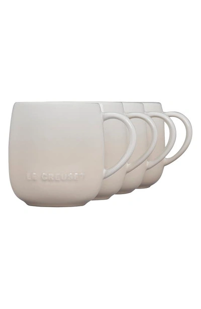 Le Creuset Set Of Four 14-ounce Stoneware Mugs In Meringue