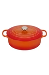 LE CREUSET SIGNATURE 6.75-QUART OVAL ENAMELED CAST IRON FRENCH/DUTCH OVEN,LS2502-312SS