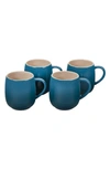 Le Creuset Set Of Four 14-ounce Stoneware Mugs In Deep Teal