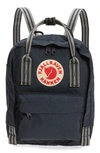 Fjall Raven Mini Kånken Water Resistant Backpack In Navy-long Stripes