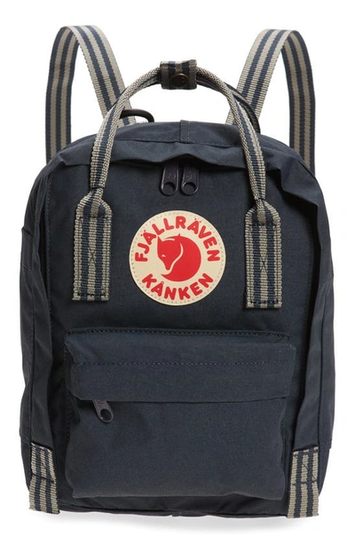 Fjall Raven Mini Kånken Water Resistant Backpack In Navy-long Stripes