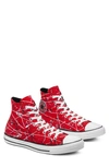 Converse Men's Chuck Taylor All Star Paint Splatter High Top Casual Sneakers From Finish Line In University Red/ White/ Black