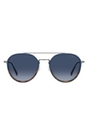 Levi's 54mm Flat Front Round Sunglasses In Blue Havana/ Grey