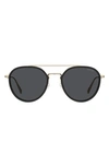 Levi's 54mm Flat Front Round Sunglasses In Black/ Grey