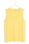 Madewell Whisper Cotton V-neck Tank In Pressed Daffodil