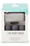 Oh Baby Bags Babies' Portable Faux Leather Clip-on Dispenser & Bag Set In Grey