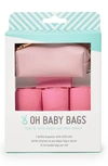 Oh Baby Bags Babies' Portable Faux Leather Clip-on Dispenser & Bag Set In Pink