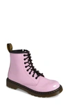 Dr. Martens' Kids' 1460 Patent Leather Lace-up Boots In Rosa