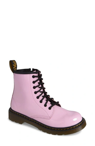 Dr. Martens Kids' 1460 Patent Leather Lace-up Boots In Rosa