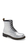 Dr. Martens' Girl's Grade School 1460 Silver Reptile Embossed Combat Boots In Silver