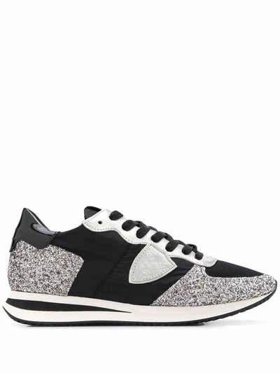 Philippe Model Trpx  Sneakers In Nylon And Glitter In Black