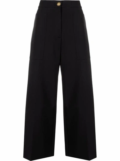 Pinko Svelto High-waist Wide-leg Trousers In Black