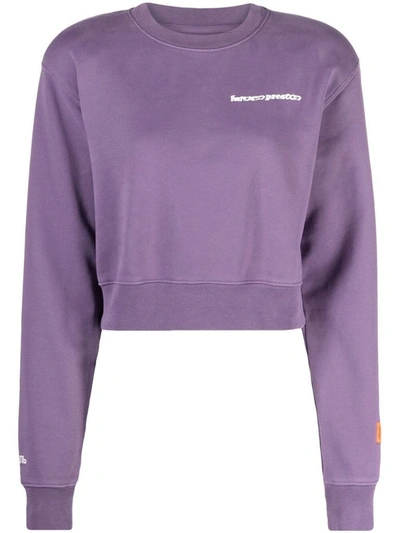 Heron Preston Logo-print Cropped Sweatshirt In Purple