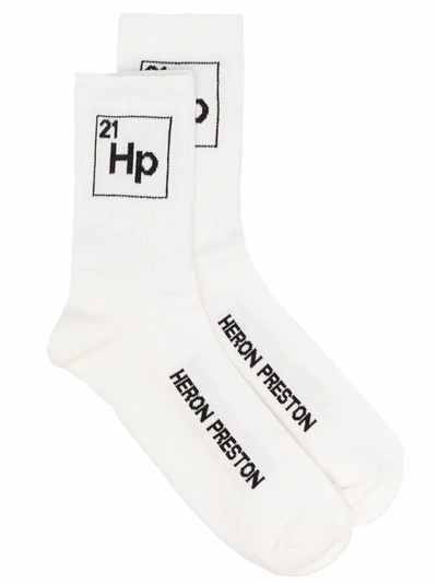Heron Preston Periodic Intarsia Cotton Blend Socks In White