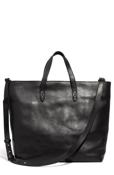 Madewell Zip Top Transport Leather Carryall In True Black