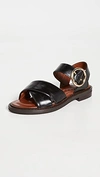 See By Chloé Lyna Leather Crisscross Sandals In Black