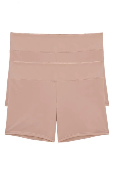 Natori Bliss Perfection Flex Shorts, Pack Of 2 In Cafe