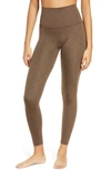 Beyond Yoga Heather High Waist Rib Leggings In Cocoa Brown Heather