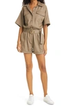 Frame Arie Belted Twill Playsuit In Desert