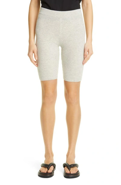 Loulou Studio Amalfita Ribbed Cashmere Bike Shorts In Light Grey Melange