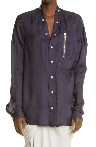 Rick Owens Performa Snap Front Shirt In Plum