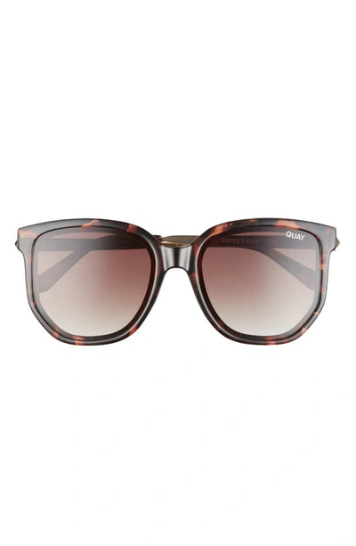 Quay Coffee Run 54mm Cat Eye Sunglasses In Tort / Brown Lens