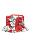 Ganni Off-white & Red Recycled Tech Seasonal Bucket Hat In Brazilian Sand