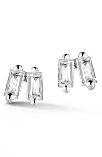 Dana Rebecca Designs Dana Rebecca Sadie Double Baguette Diamond Stud Earrings In White Gold