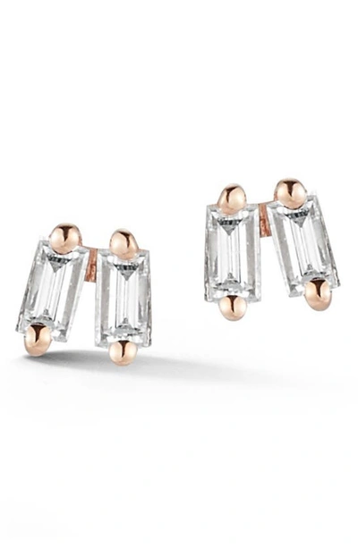 Dana Rebecca Designs Dana Rebecca Sadie Double Baguette Diamond Stud Earrings In Rose Gold