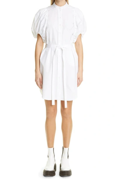 Stella Mccartney Anastasia Belted Organic Cotton-poplin Mini Shirt Dress In White