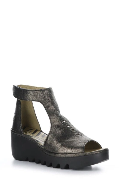 Fly London Bezo Wedge Sandal In Graphite Cool